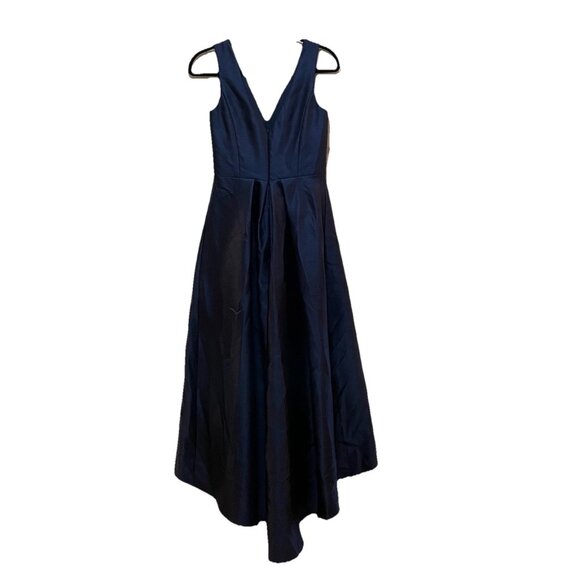 ALFRED SUNG Midnight Navy Sateen Twill High Low Cocktail Dress Gown Sz 4 NWOT - Picture 7 of 8